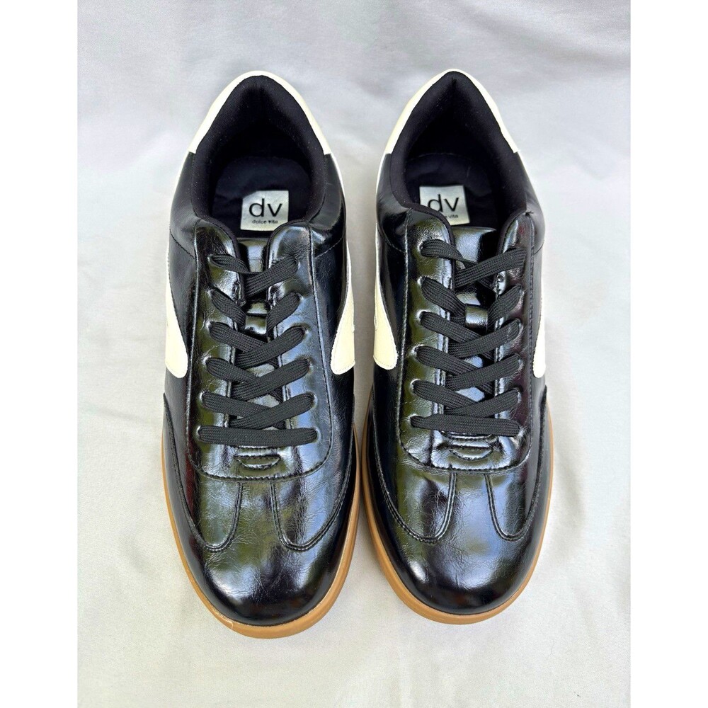 Dolce Vita Men's Leather Lace-Up Sneakers Black/White Logo Rubber US 11